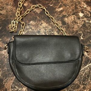 Forever 21  saddle bag Black Crossbody Bag with Gold - tone Chain